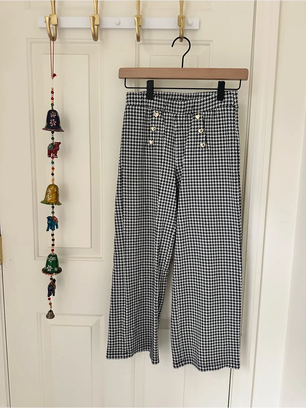 Old Navy Black & White Houndstooth Top with Sailor Details